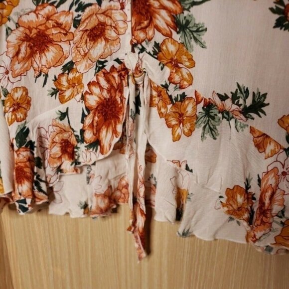 After Market Womens White Floral Long Sleeve Boho Blouse Small - Picture 3 of 7